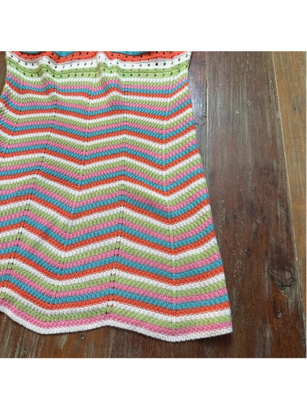 Crave Fame XL Rainbow Chevron Crochet Knit Mini Dress - Picture 4 of 11